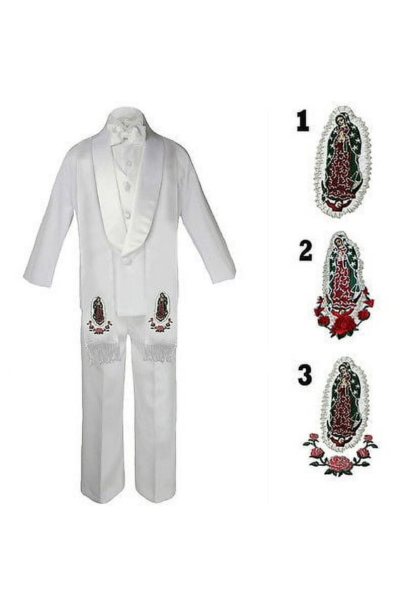 Infant Toddler Kid Boy Baptism White Shawl Lapel Formal Tuxedo Suit Stole Sm-20