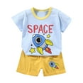 thumbnail image 1 of Infant Toddler Summer Baby Boy Clothes Short Sleeve Cartoon Pattern Tops and Shorts Outfit Set Oversized, 1 of 2