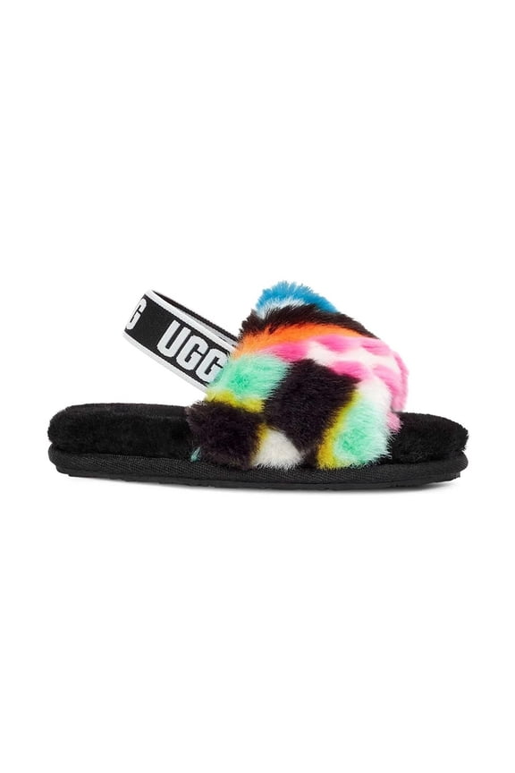 Infant UGG Fluff Yeah Slide Checks Black Multi (1130391I-BLKM) - 5