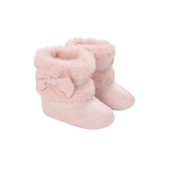 Infant Unisex Warm Fur Lining Soft Boots Baby Winter Ankle Non-Slip Rubber Texture Sole Toddler Winter Snow Crib Shoes