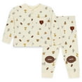 thumbnail image 1 of Infant WEAR by Erin Andrews Cream Chicago Bears Two-Piece Waffle-Knit Sleep Set, 1 of 3