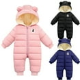 thumbnail image 1 of Infant Warm Hooded Zip Snowsuit Jumpsuit Newborn Girls Boys Down Cotton Romper, 1 of 10