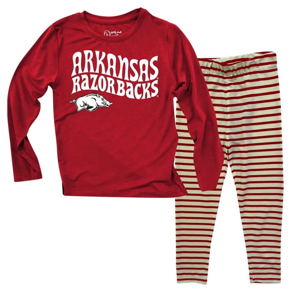 Infant Wes & Willy  Arkansas Razorbacks Long Sleeve Top and Striped Tri-Blend Leggings Set
