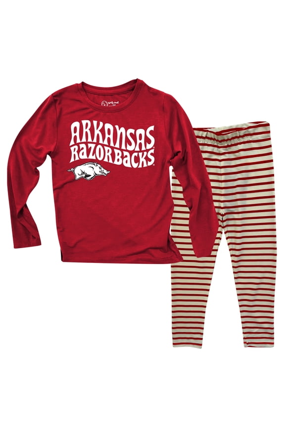 Infant Wes & Willy Arkansas Razorbacks Long Sleeve Top and Striped Tri-Blend Leggings Set