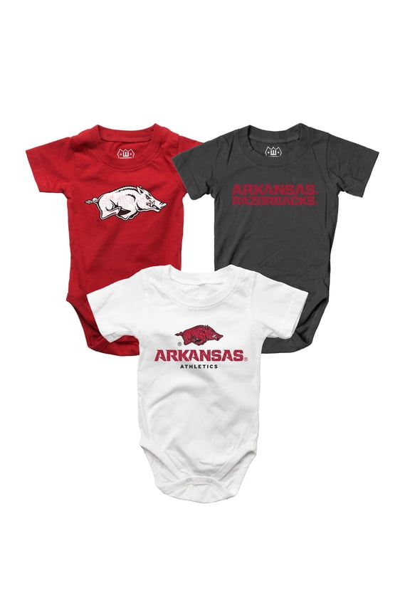 Infant Wes & Willy Arkansas Razorbacks Three-Pack Bodysuit Set