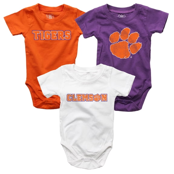 Infant Wes & Willy Clemson Tigers Three-Pack Bodysuit Set
