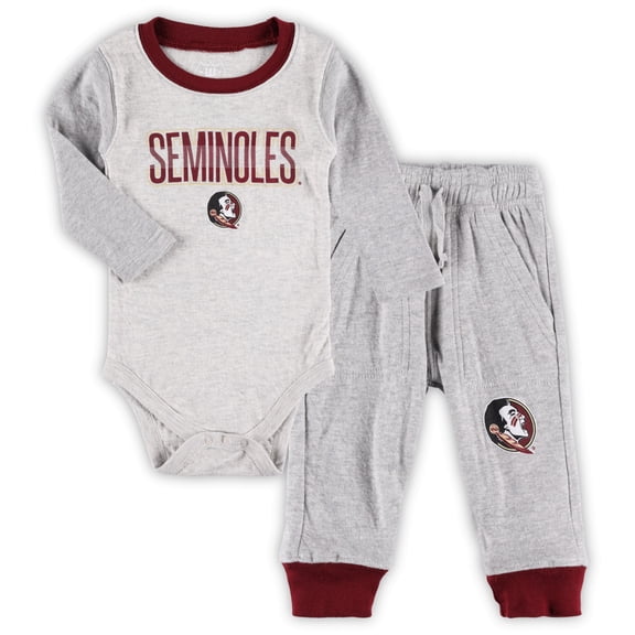Infant Wes & Willy Heather Gray Florida State Seminoles Jie Jie Long Sleeve Bodysuit & Pants Set
