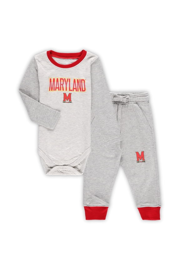 Infant Wes & Willy Heather Gray Maryland Terrapins Jie Jie Long Sleeve Bodysuit & Pants Set