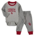 thumbnail image 1 of Infant Wes & Willy Heathered Gray/Crimson Oklahoma Sooners Jie Jie Long Sleeve Bodysuit & Pants Set, 1 of 1