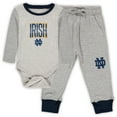 thumbnail image 1 of Infant Wes & Willy Heathered Gray/Navy Notre Dame Fighting Irish Jie Jie Long Sleeve Bodysuit & Pants Set, 1 of 3