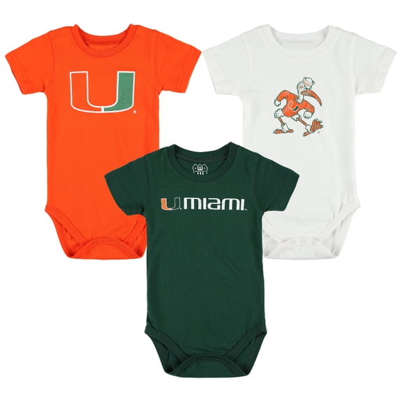 Infant Wes & Willy Miami Hurricanes Three-Pack Bodysuit Set