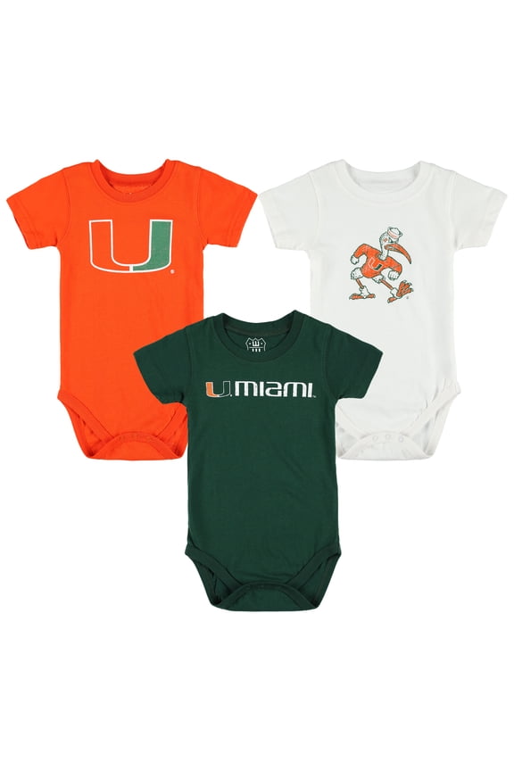 Infant Wes & Willy Miami Hurricanes Three-Pack Bodysuit Set