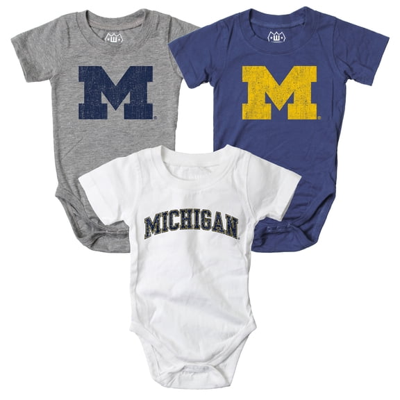 Infant Wes & Willy Michigan Wolverines Three-Pack Bodysuit Set