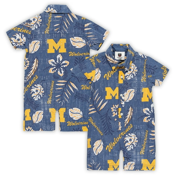 Infant Wes & Willy Navy Michigan Wolverines Vintage Floral Romper