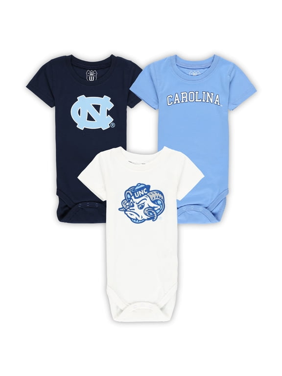 Infant Wes & Willy North Carolina Tar Heels Three-Pack Bodysuit Set