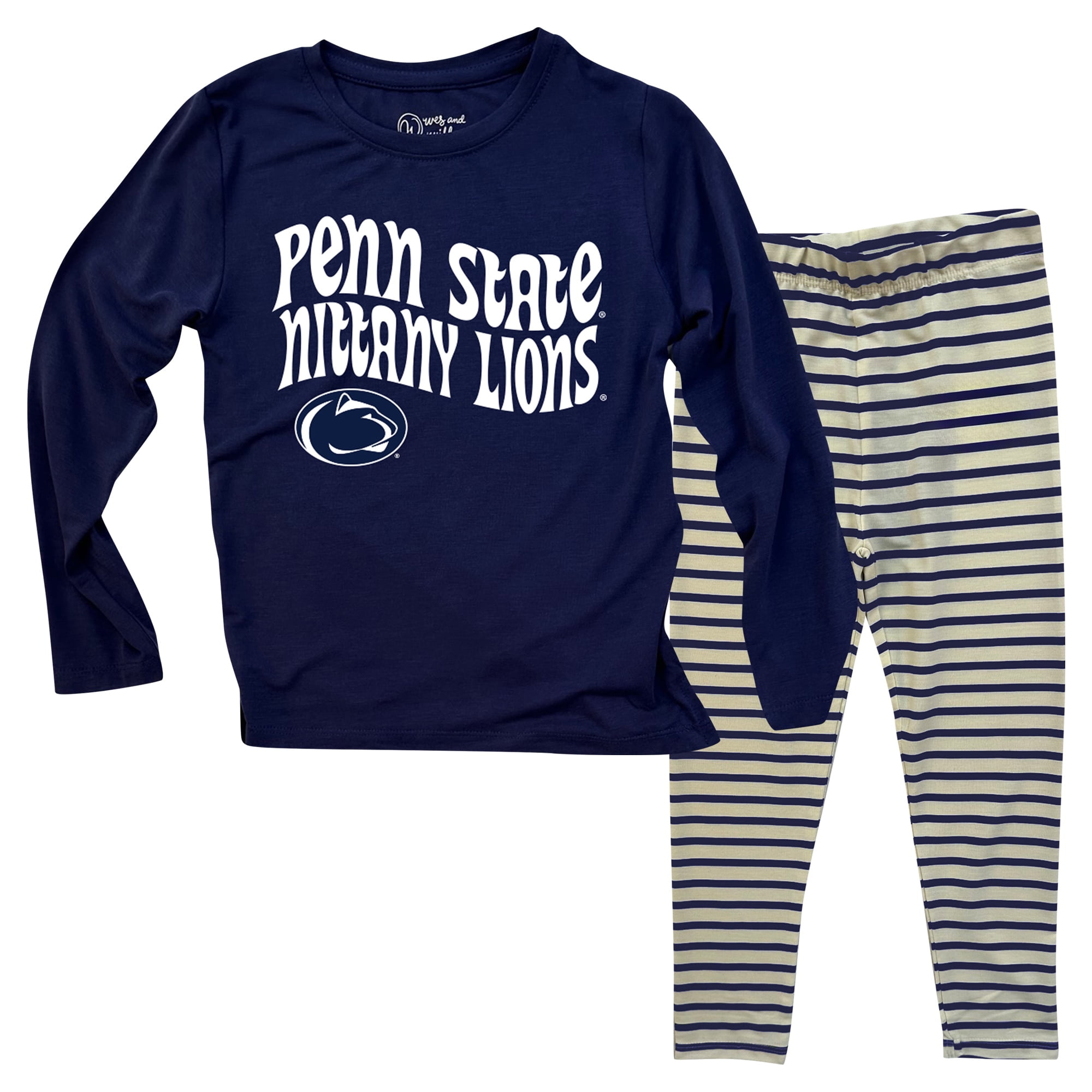 Infant Wes & Willy  Penn State Nittany Lions Long Sleeve Top and Striped Tri-Blend Leggings Set