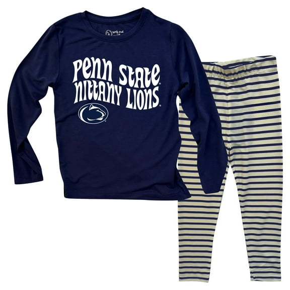 Infant Wes & Willy  Penn State Nittany Lions Long Sleeve Top and Striped Tri-Blend Leggings Set