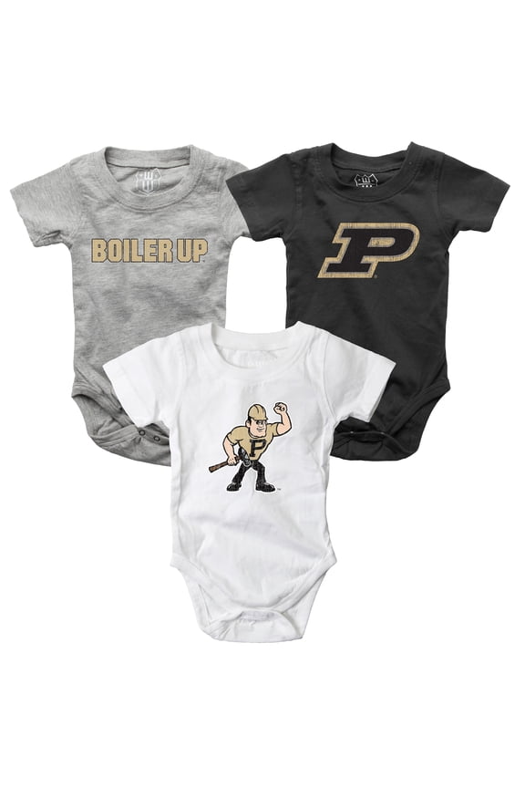 Infant Wes & Willy Purdue Boilermakers Three-Pack Bodysuit Set