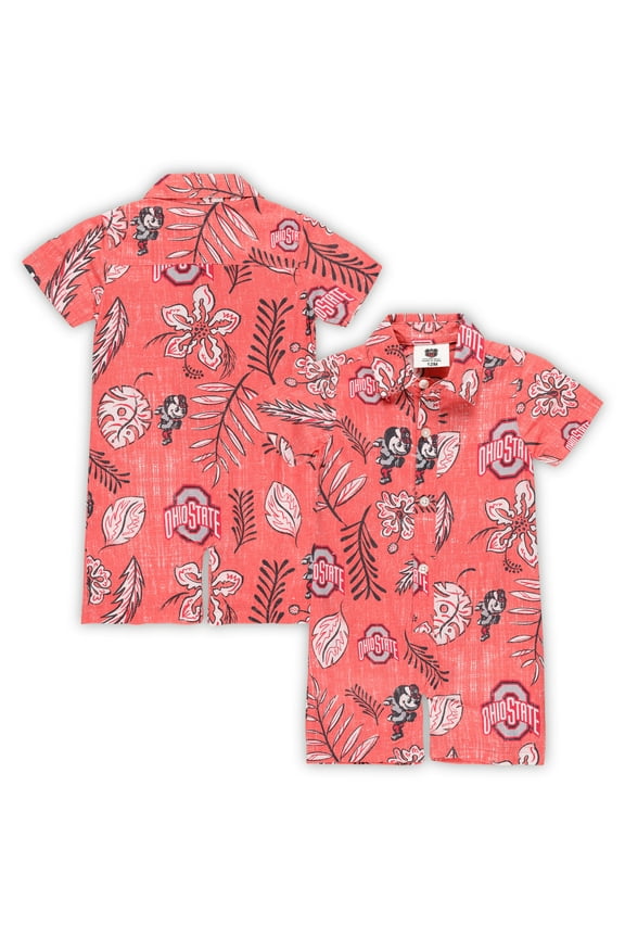 Infant Wes & Willy Scarlet Ohio State Buckeyes Vintage Floral Romper