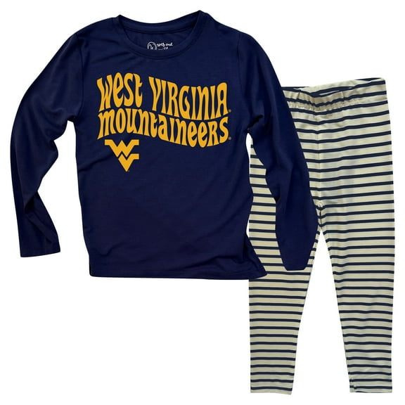 Infant Wes & Willy  West Virginia Mountaineers Long Sleeve Top and Striped Tri-Blend Leggings Set