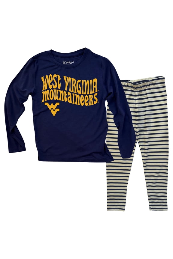 Infant Wes & Willy West Virginia Mountaineers Long Sleeve Top and Striped Tri-Blend Leggings Set