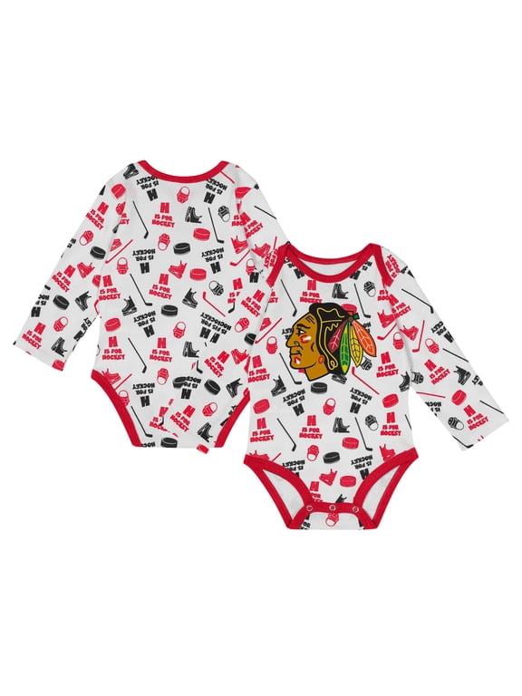 Infant White Chicago Blackhawks Quick Learner Long Sleeve Bodysuit