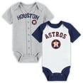 thumbnail image 1 of Infant White/Heather Gray Houston Astros Two-Pack Little Slugger Bodysuit Set, 1 of 3