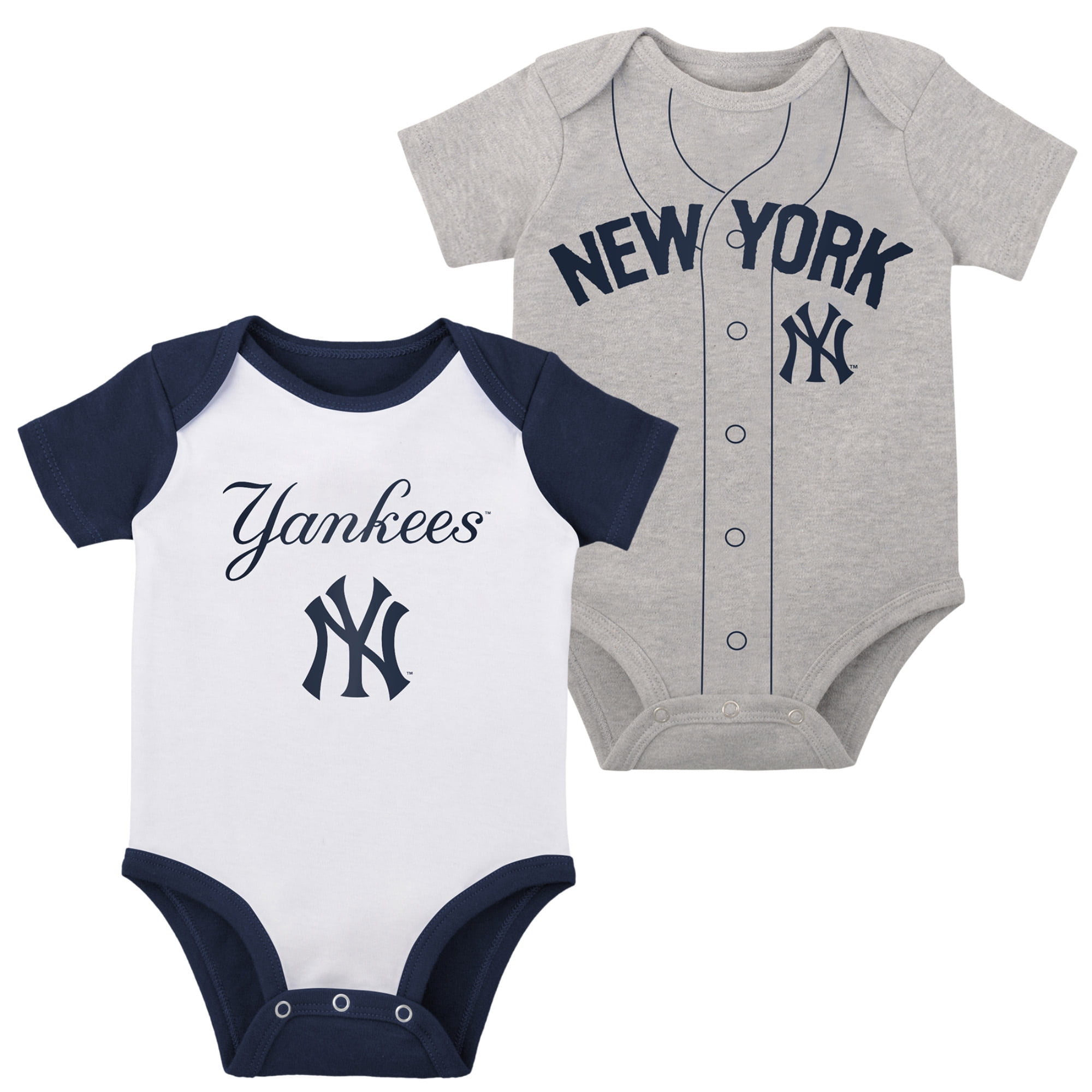 Infant White Heather Gray New York Yankees Two Pack Little Slugger Bodysuit Set Walmart