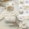 thumbnail image 1 of Toddler Winter Coat Little Boys Girls Puffer Coat White Bear Ear Cute Jackets Zipper Windproof Jacket Outwear for Kids Baby Boys Toddler Girls Fall Jacket Baby Winter Clothes 3T, 1 of 6
