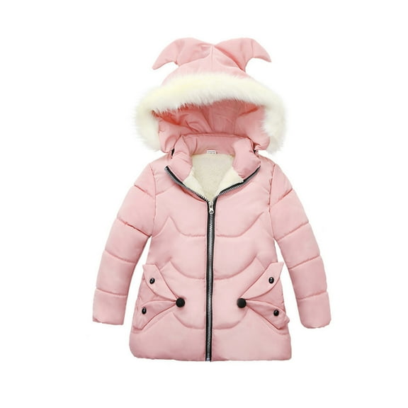 Infant Winter Coat,Baby Girls Puffer Coat Baby Hoodie with Fox-Shaped Zipper Windproof Jacket Outwear 3-4 Years