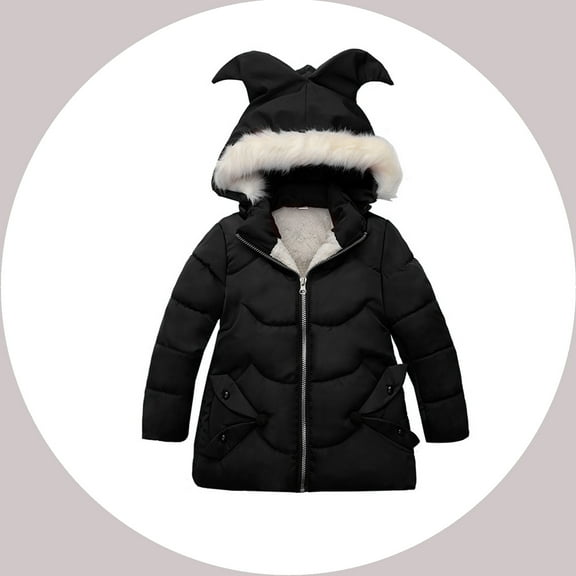 Winter Coat,Baby Girls Puffer Coat Cute -Shaped Hooded Jackets with Pockets Thicken Windproof Zipper Warm Outwear 3-4 Years