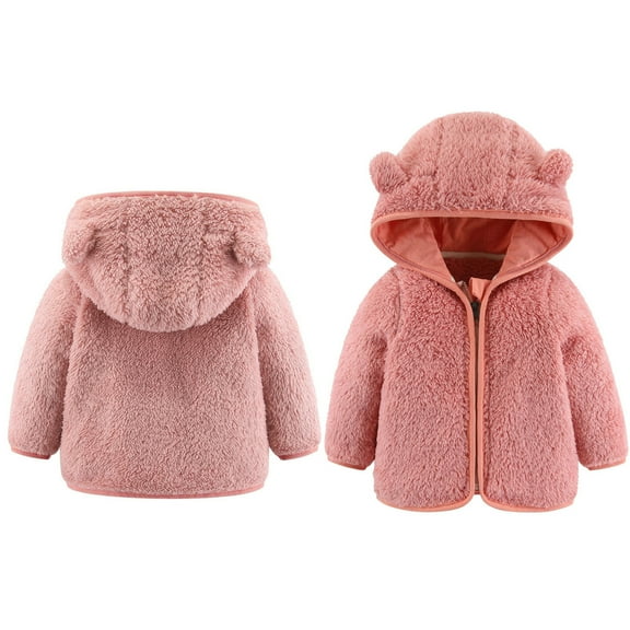 Winter Coat Baby Hoodie with Bear Ear for Kids Baby Girls Warm Outerwear Winter Clothes 12-18 Months