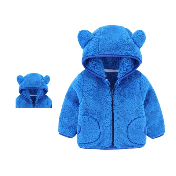 Winter Coat Cute Bear Ear Hooded Jackets with Pockets for Baby Boys Winter Warm Outwear Jacket Coat Warm Thick Clothes 1-2 Years