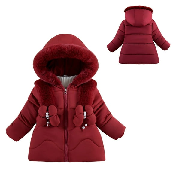 Winter Coat, Puffer Coat With Mid-length Hoods Windproof Down Jacket For Baby Girls Child Down Jacket
