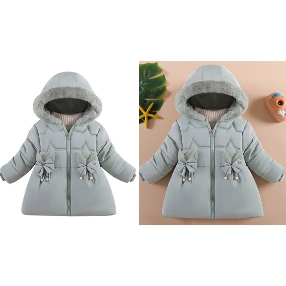Winter Coat,Kids Puffer Jacket Mid-Length with Trim Hood Warm Windproof Fashion Kids Warm Clothes Boys Winter Coat Size 6-12 Months