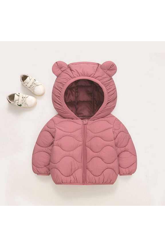 Winter Coat Little Boys Girls Puffer Coat Bear Ears Hooded Jacket Lightweight Puffer Jacket for Kids Baby Winter Warm Outerwear Baby Boy Clothes 18-24 Months