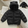 thumbnail image 1 of Winter Coat Little Boys Girls Puffer Coat Cute Black Bear Ear Hooded Jackets with Pockets Zipper Up Down Coats for Kids Baby Boys Baby Winter Jacket Baby Winter Clothes 6-12M, 1 of 4