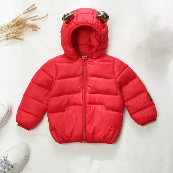 Winter Coat Toddler Puffer Coat Baby Hoodie with Bear Ear Windproof Down Jacket for Kids Baby Warm Outerwear Baby Girl Winter Clothes 2-3 Years