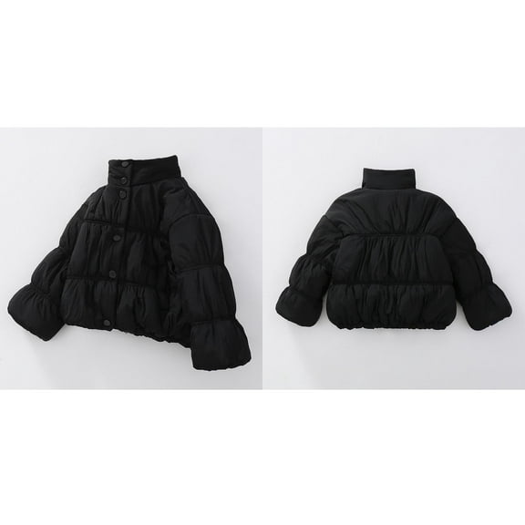 Winter Coats,Boys Puffer Coat with Pocket Button Black Winter Coat Warm and Windproof Puffer Jacket Boys Jackets Size 6-12 Months