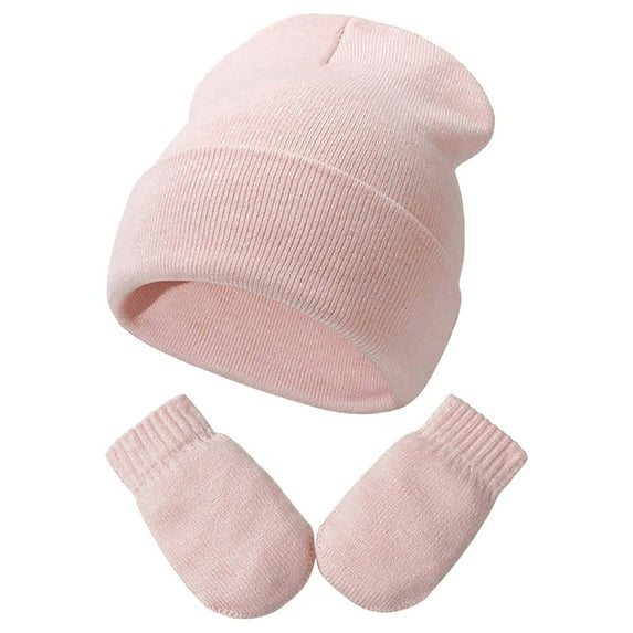Infant Winter Hat and Mittens Knit Set for Baby's Comfort and Protection in Cool Temperatures - Hat + Gloves