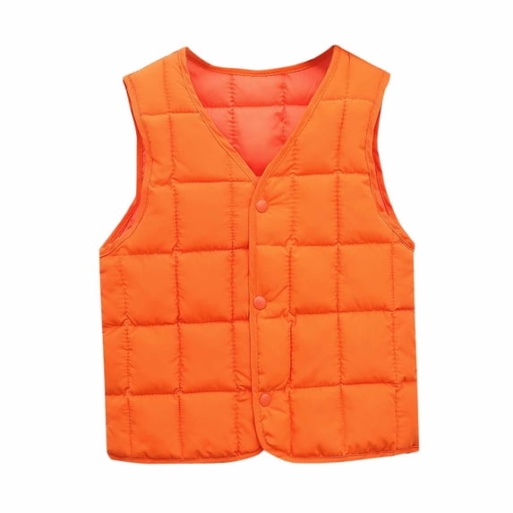 Infant Winter Jackets and Winter Baby Boys Girls Baby Button Cardigan Vest Down Cotton Vest Inside and Outside Wear New Fall Jackets Winter Outerwear Orange 3-4T
