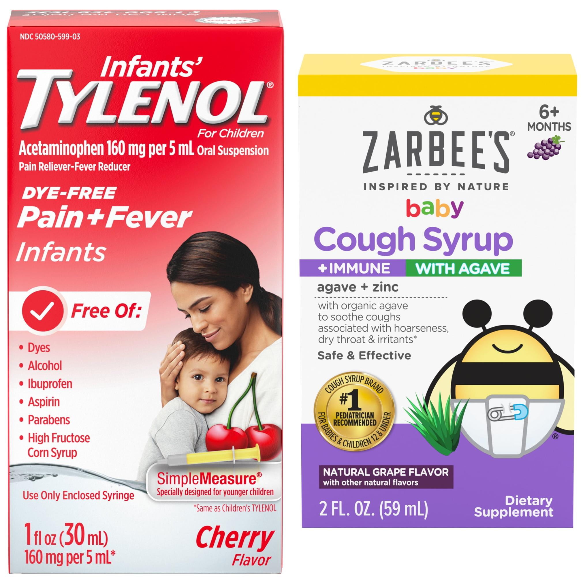 Infants' Tylenol and Zarbees Baby Cough Syrup + Immune Support Bundle