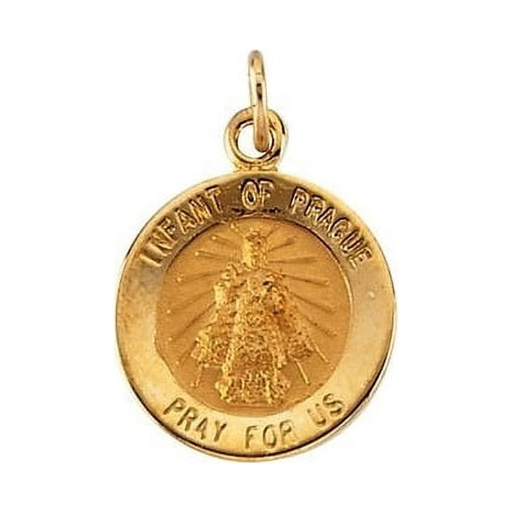 Infant of Prague Religious Medal - 3/4 Inch (22mm) 14K Yellow Gold
