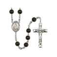 thumbnail image 1 of Infant of Prague Silver-Plated Rosary 7mm Black Onyx Beads Crucifix Size 1 3/4 x 1 medal charm, 1 of 1