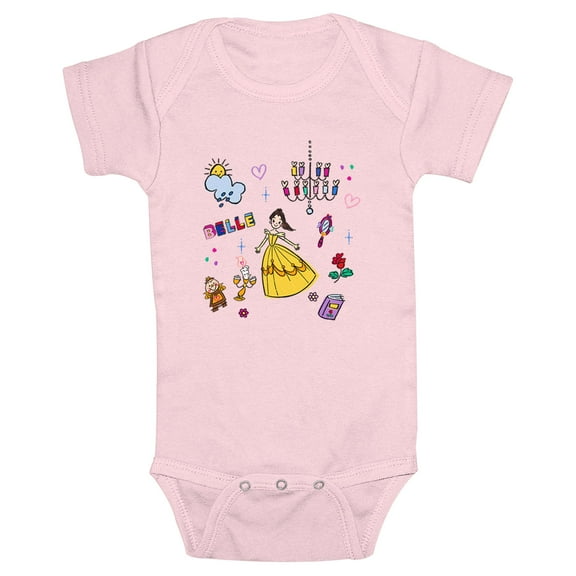 Infant's Beauty and the Beast Belle Cute Doodles Bodysuit