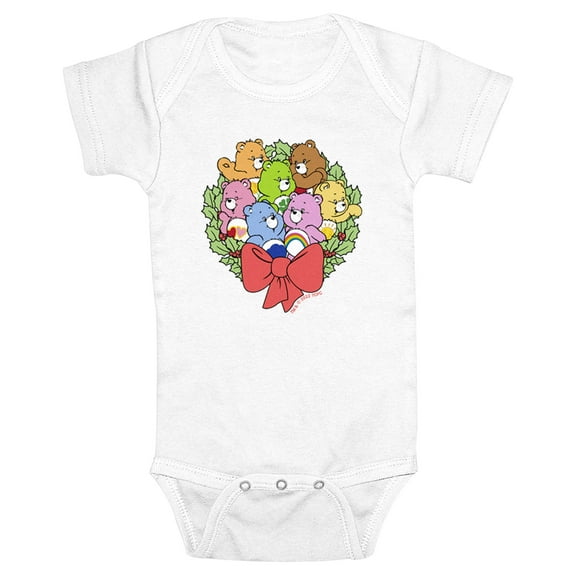 Infant's Care Bears Christmas Wreath Bear Group Bodysuit
