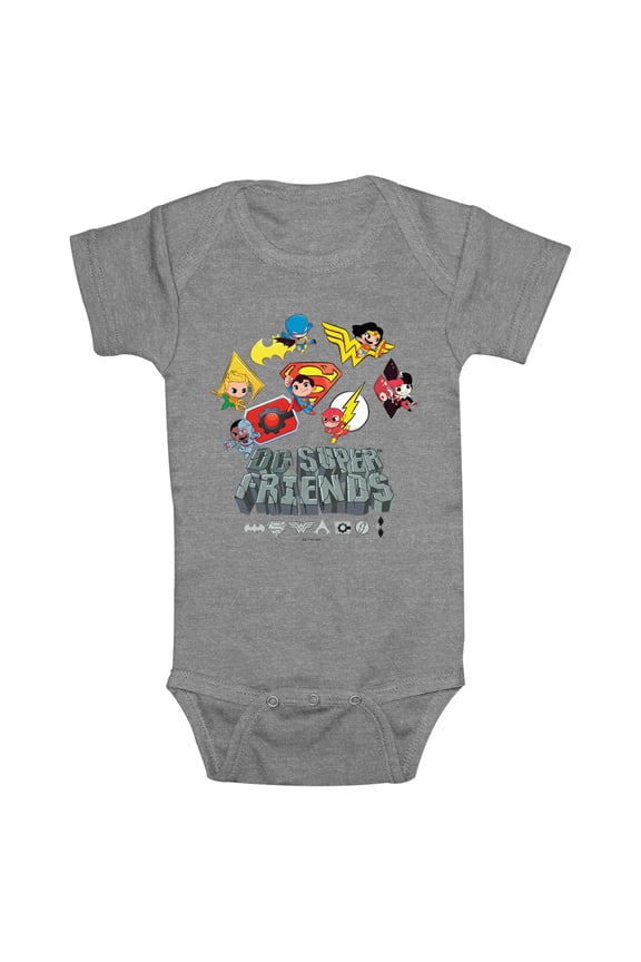 Infant's DC Super Friends Character Logos  Bodysuit