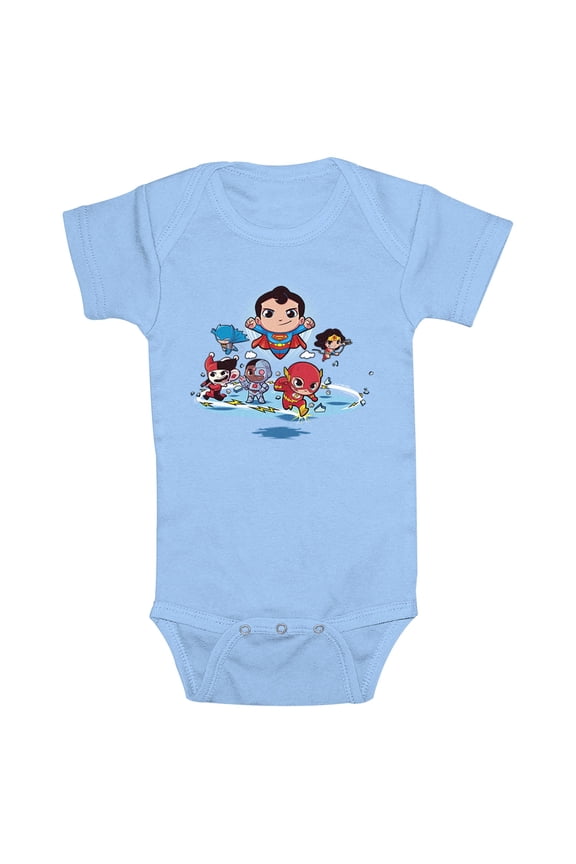 Infant's DC Super Friends Chibi Action Group Bodysuit