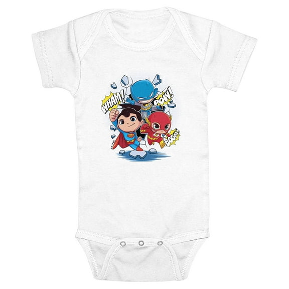 Infant's DC Super Friends Wham Pow Boom  Bodysuit