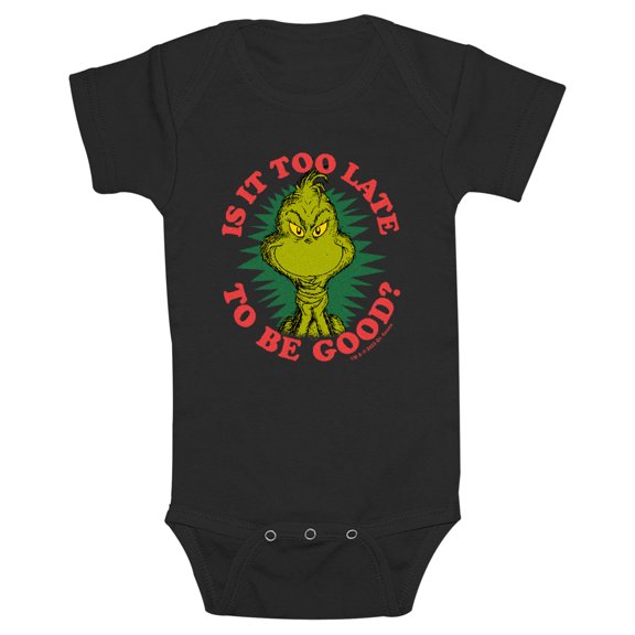 Infants' Dr. Seuss Christmas Is It Too Late  Bodysuit